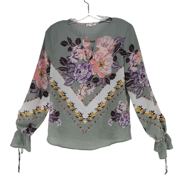 Maurices Tops - Maurice's balloon sleeve peasant Blouse Sheer Grey Floral Woman's  XS